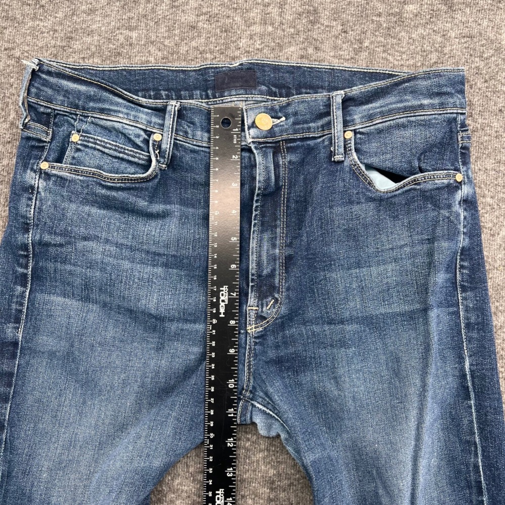 Mother The Mid Rise Dazzler Ankle Jeans On The Edge Blue Straight Leg Size 29 - Picture 14 of 16